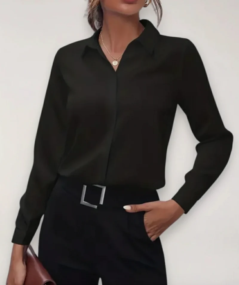 Elegant Vit Blus Dam | Skräddarsydd Skjorta med Klassisk Krage för Professionell Stil
