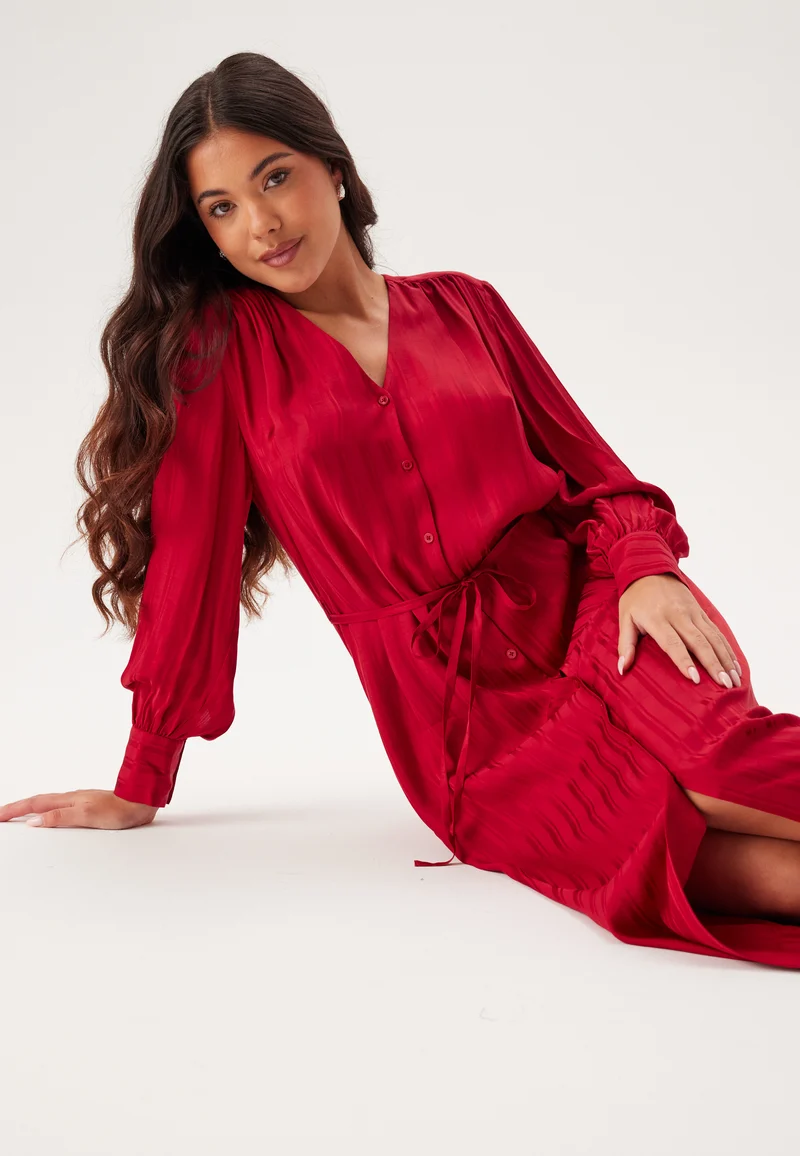 Relaxed Satin Stripe Shirt Dress
