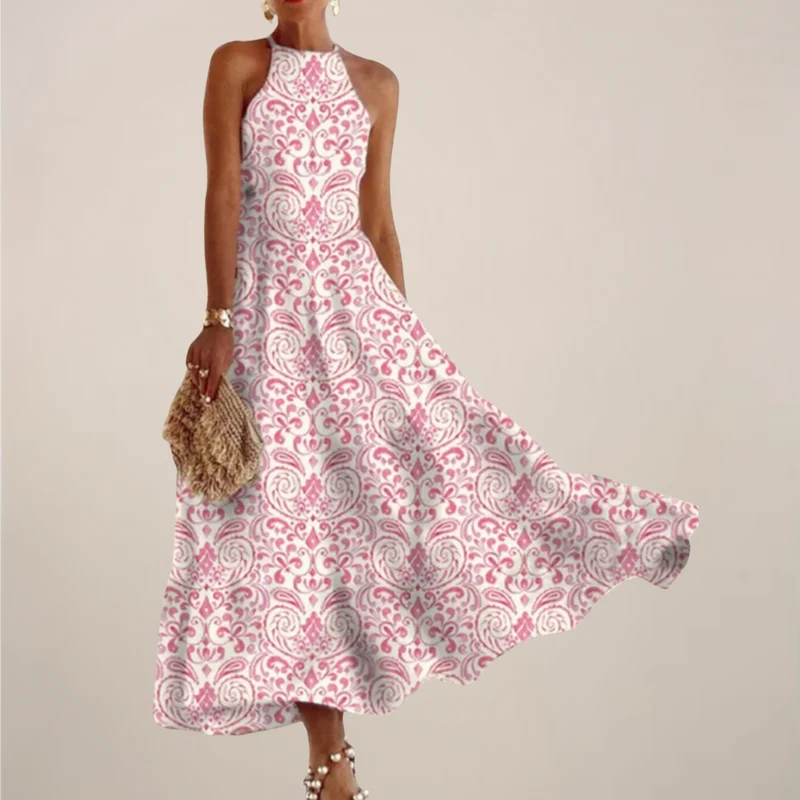 Elegant Maxiklänning | A-linje Flowy Design med Halterneck för Sommarstil