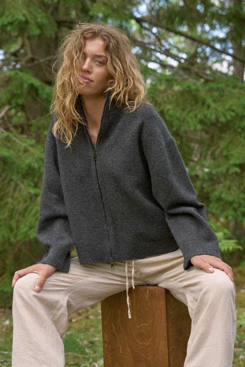 Neo Noir - Asley Zip Knit Cardigan 164973 - 132 - Antracit