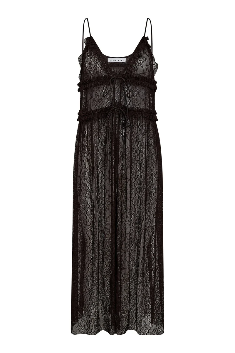 Haute L'Amitié - New Lace Tie Dress HL10599 - Mocca