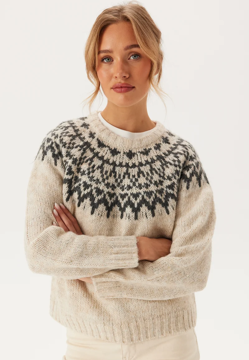 Viejla O-neck L/S JACQUARD KNI
