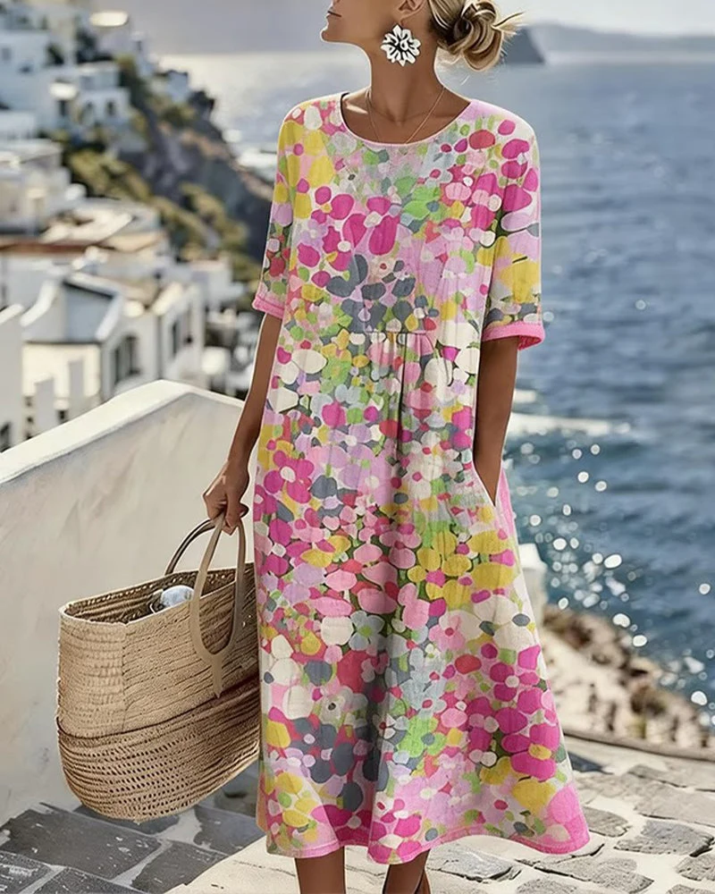 Elena | Lätt och ledig blommig midiklänning