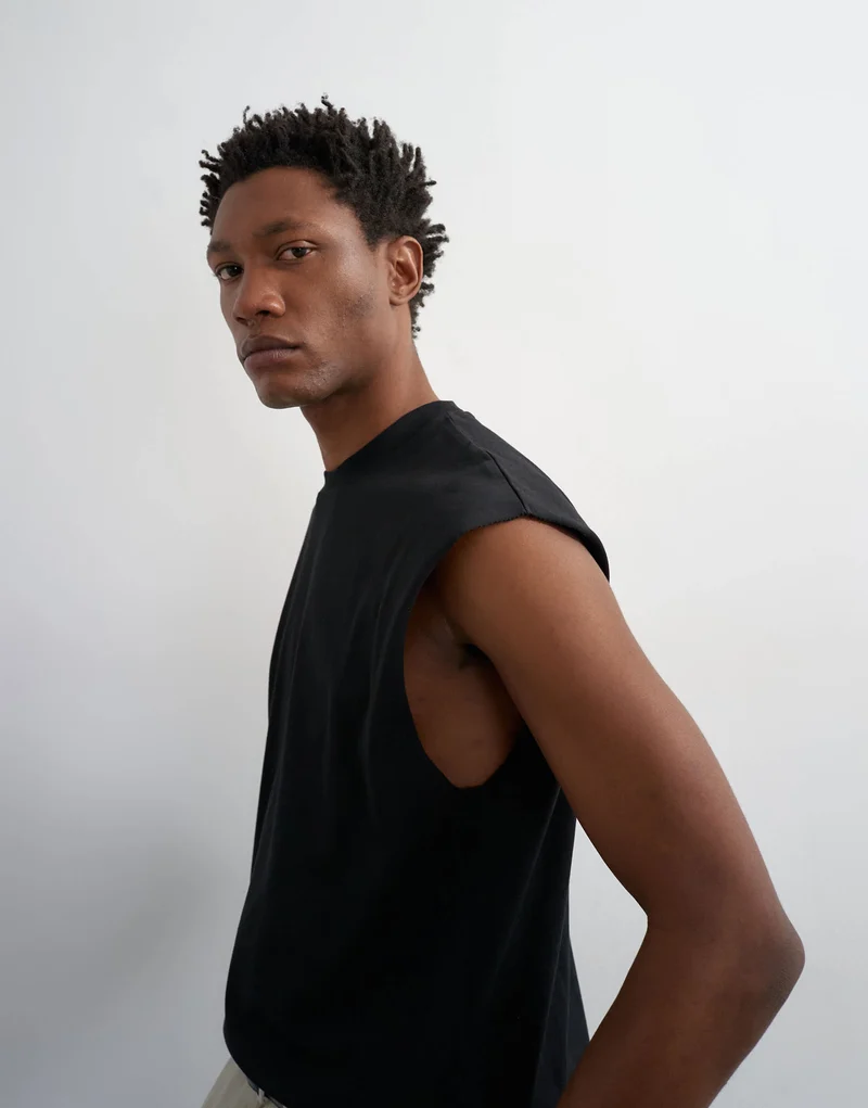 Topman relaxed fit sleeveless t-shirt in black
