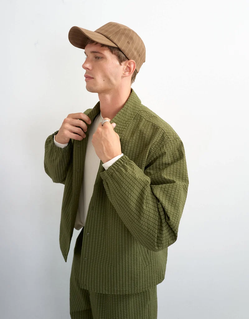 Topman oversized fit nylon ripstop harrington jacket in green