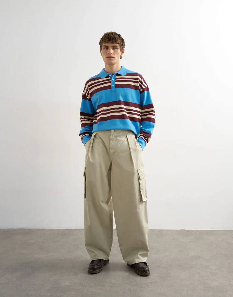 Topman baggy fit cargo trouser in stone