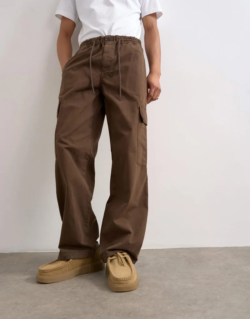Topman baggy cargo trouser in brown