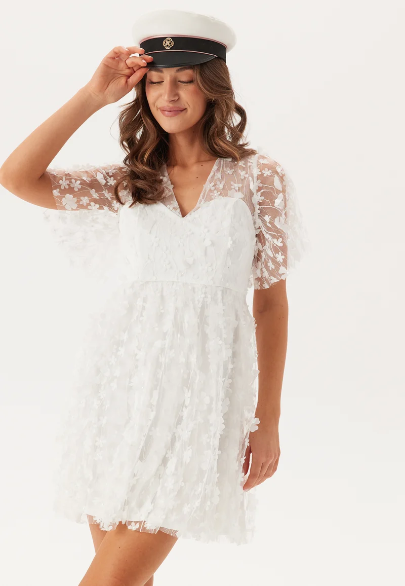 3D Floral V-neck Dress
