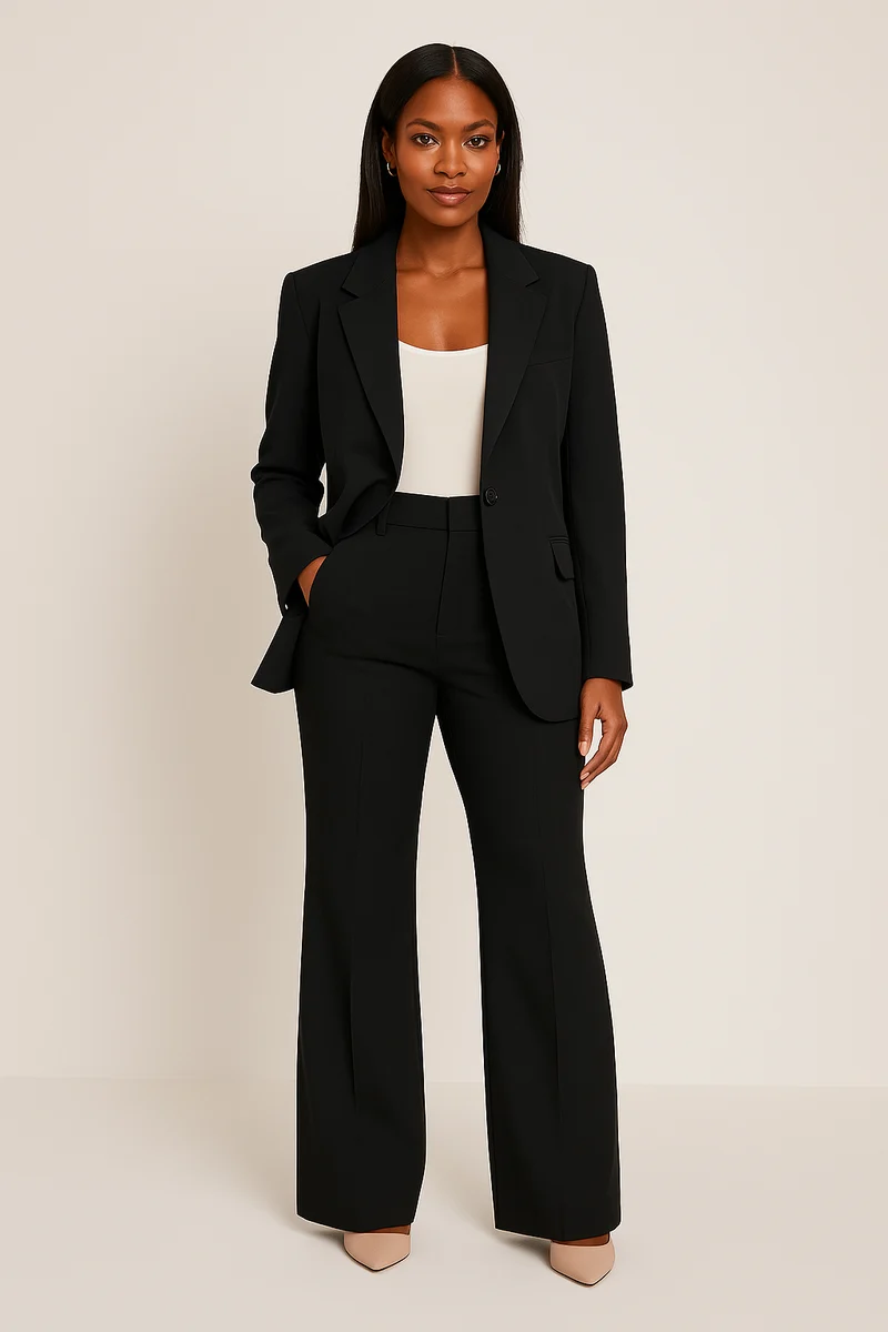 Elegant Byxdress | Skräddarsydd Kavaj och Byxor för Professionell Stil | Högkvalitativt Tyg för Allt-i-Ett Look