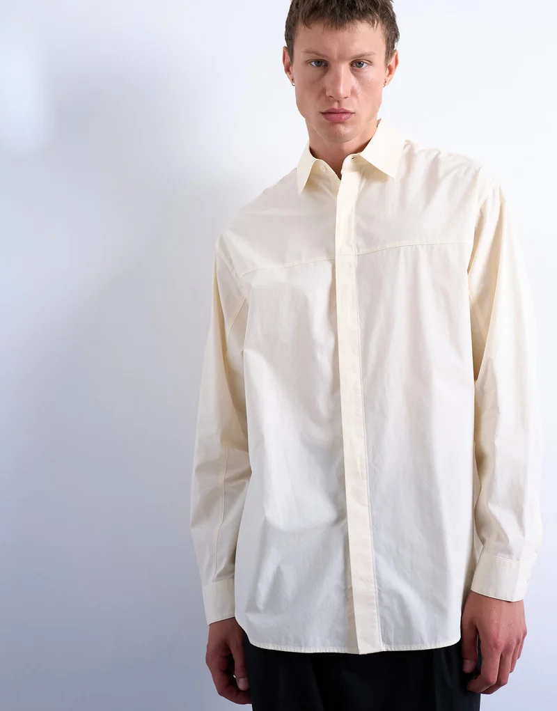 Topman oversized fit formal shirt in light yellow