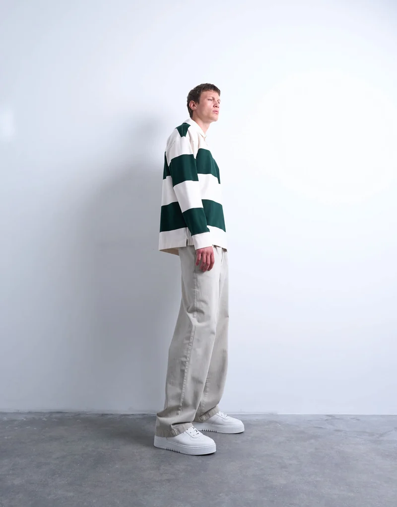 Topman baggy fit high waisted twill trouser in stone