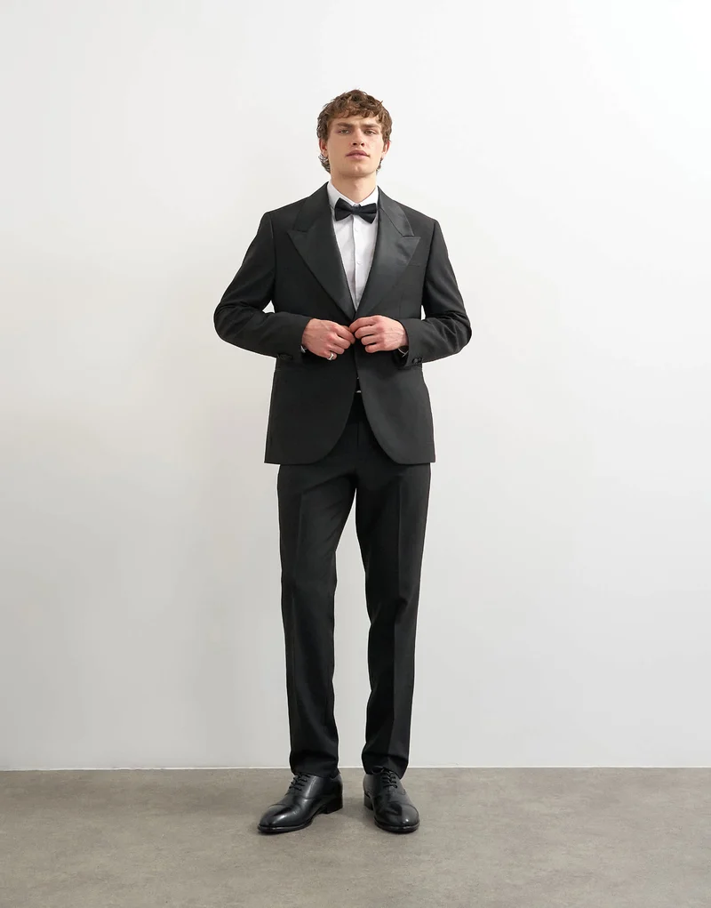 Topman tuxedo trousers in black