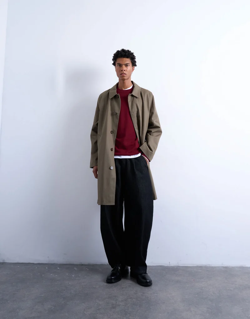 Topman cotton mac in khaki