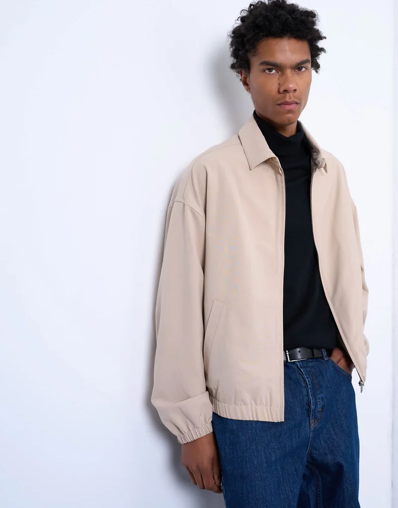 Topman harrington jacket in stone