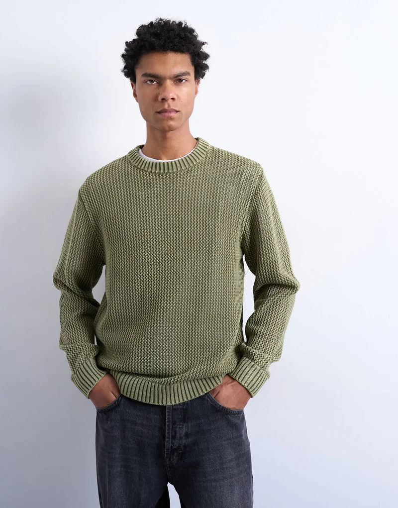 Topman regular fit knitted jumper in washed green