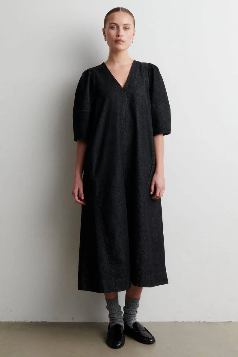 Second Female - Dera Denim Dress 59921 - 8001 Black