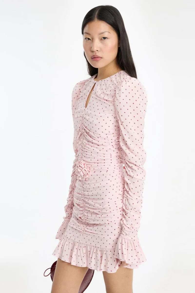 Rotate - Mini Ruched Dress 1163483110 - 3110 Barely Pink Comb.