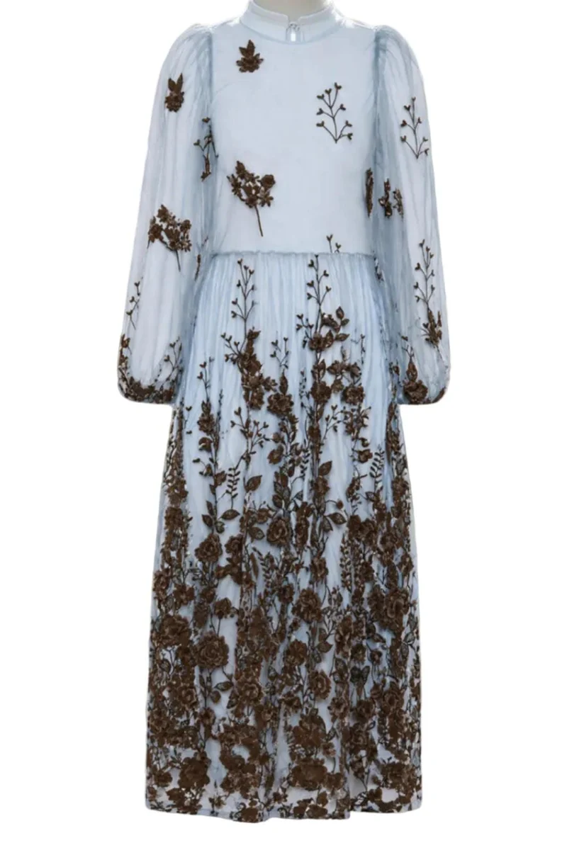 A-View - Fuschia Dress AV4614 - 899 - Light Blue/Brown