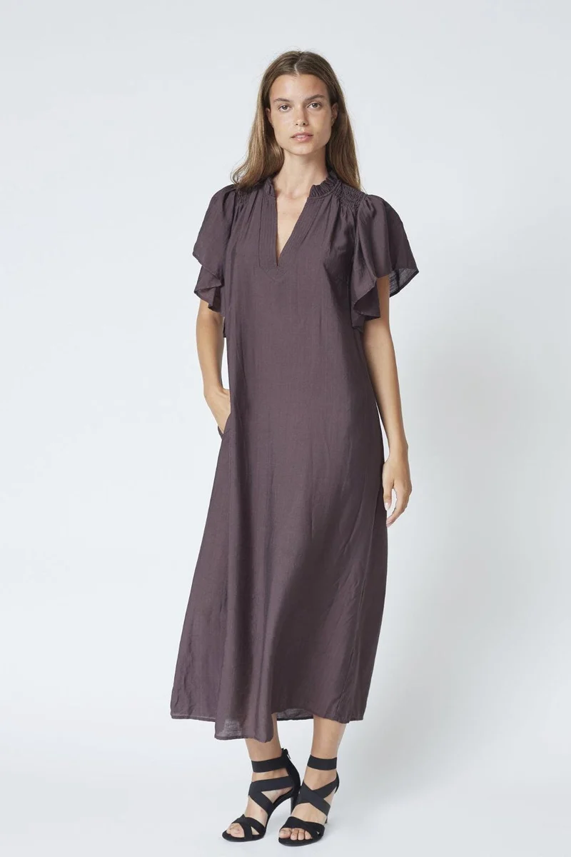 Co´Couture - Heracc Ss Frill Dress 36421 - 83 - Mocca