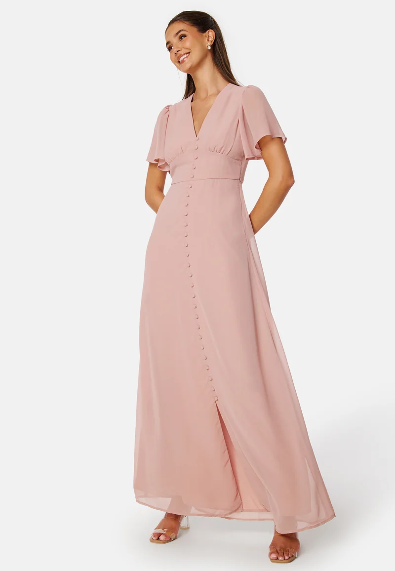 Butterfly Sleeve Button Gown