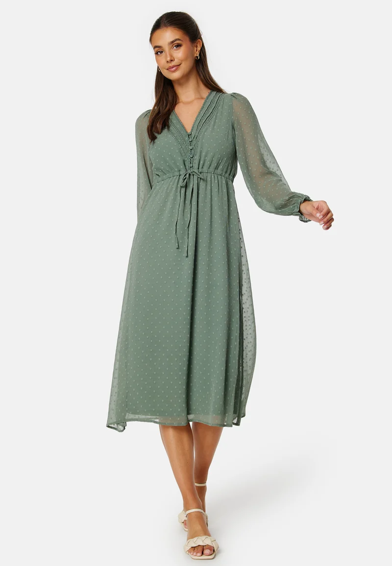 Dobby Dot V-neck Dress