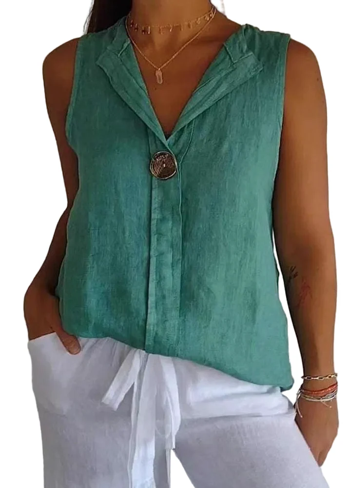 Damtop V-ringad Patchwork Sommarstil