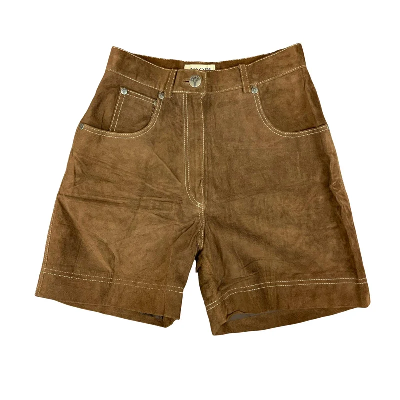 VTG 90s 'JOOP!' BROWN GENUINE SUEDE HIGH-WAISTED WESTERN SHORTS S 10