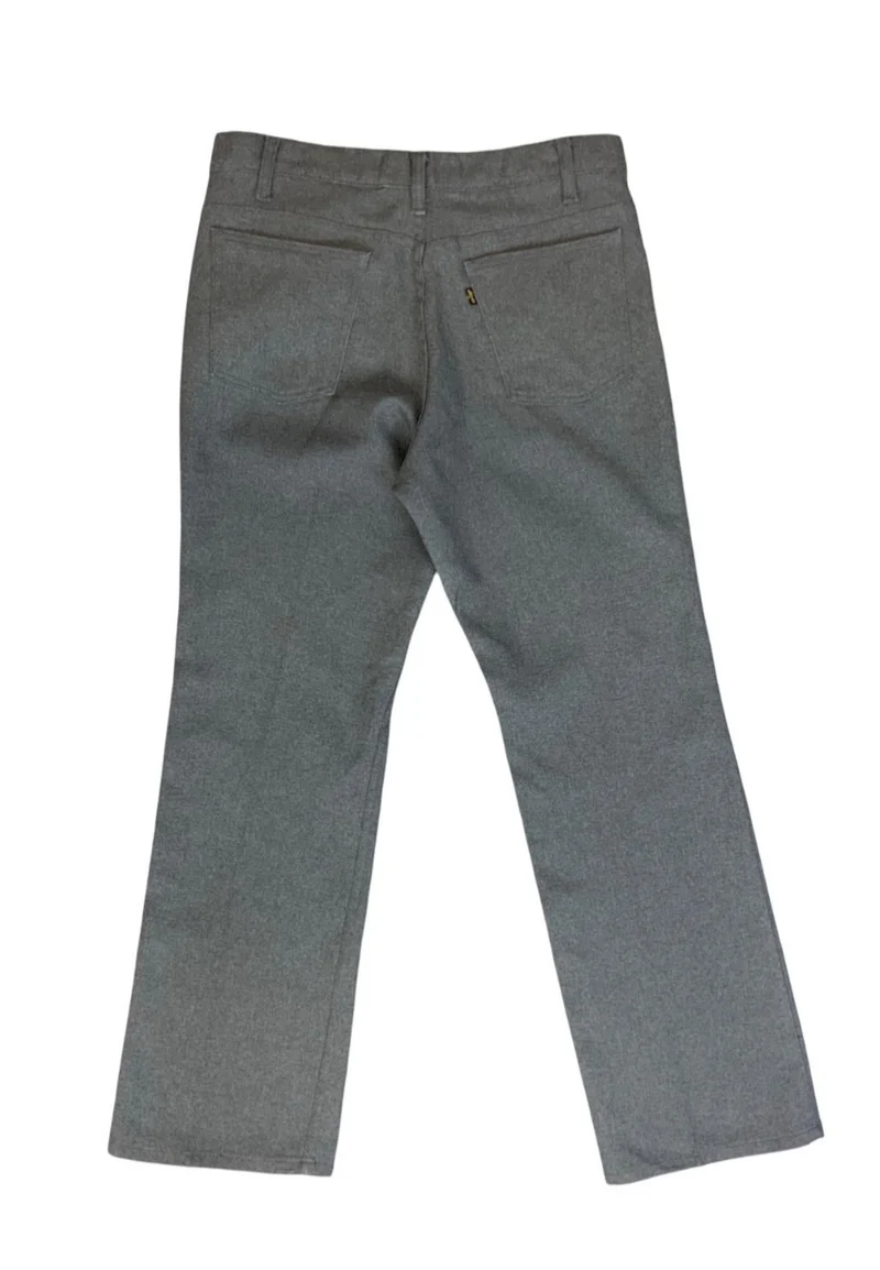 VTG 70s USA MADE LEVIS POLYESTER BOOTCUT SLACKS TROUSERS BLACK/GOLD TAB W33 L30