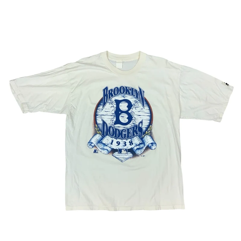 VTG 90S STARTER BROOKLYN DODGERS MLB WHITE GRAPHIC T SHIRT EXTRA LARGE XL