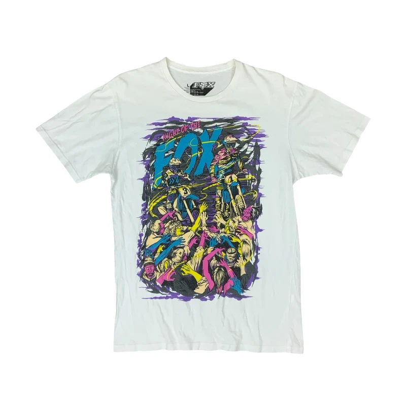 FOX RACING NIGHT OF THE FOX MOTOCROSS MOUNTAIN BIKE WHITE GRAPHIC TEE LARGE
