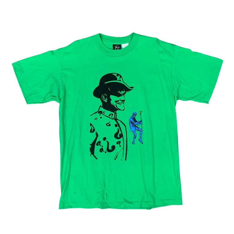 VTG 90S DC COMICS THE RIDDLER BATMAN GREEN SINGLE STITCH GRAPHIC TEE XL