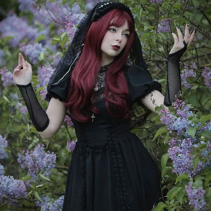 Gothic Lolita Puffärm Klänning med spetsdocka för kvinnor