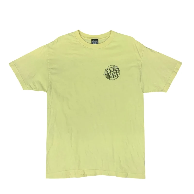 Y2K SANTA CRUZ SKATEBOARDS SKATING SURFING YELLOW GRAPHIC TEE LARGE