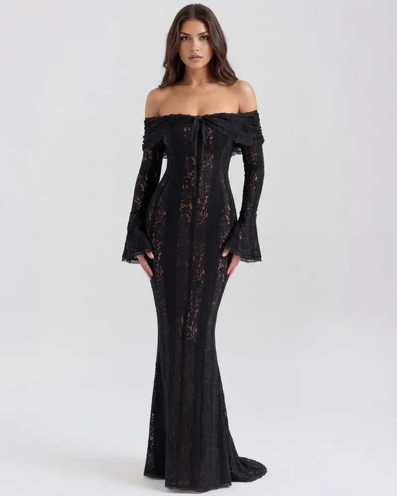 Sophia | Elegant Off-Shoulder Maxiklänning
