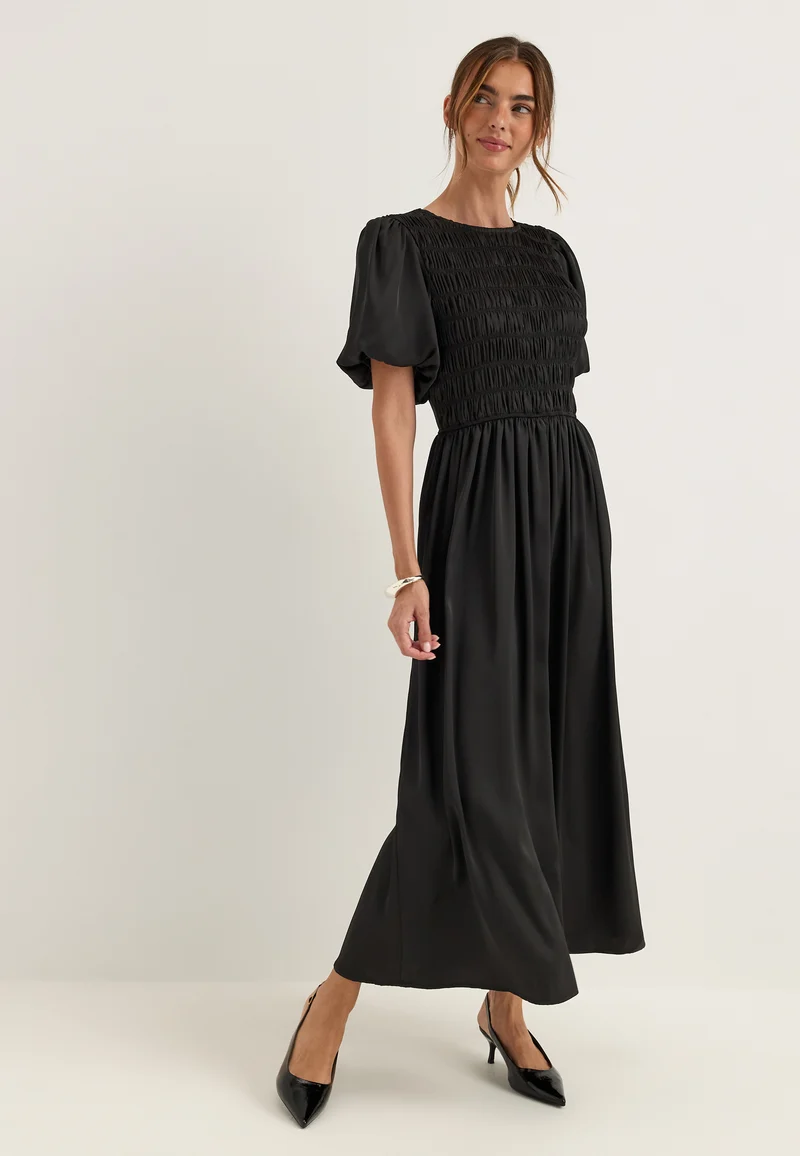 Smock Satin Maxi Dress