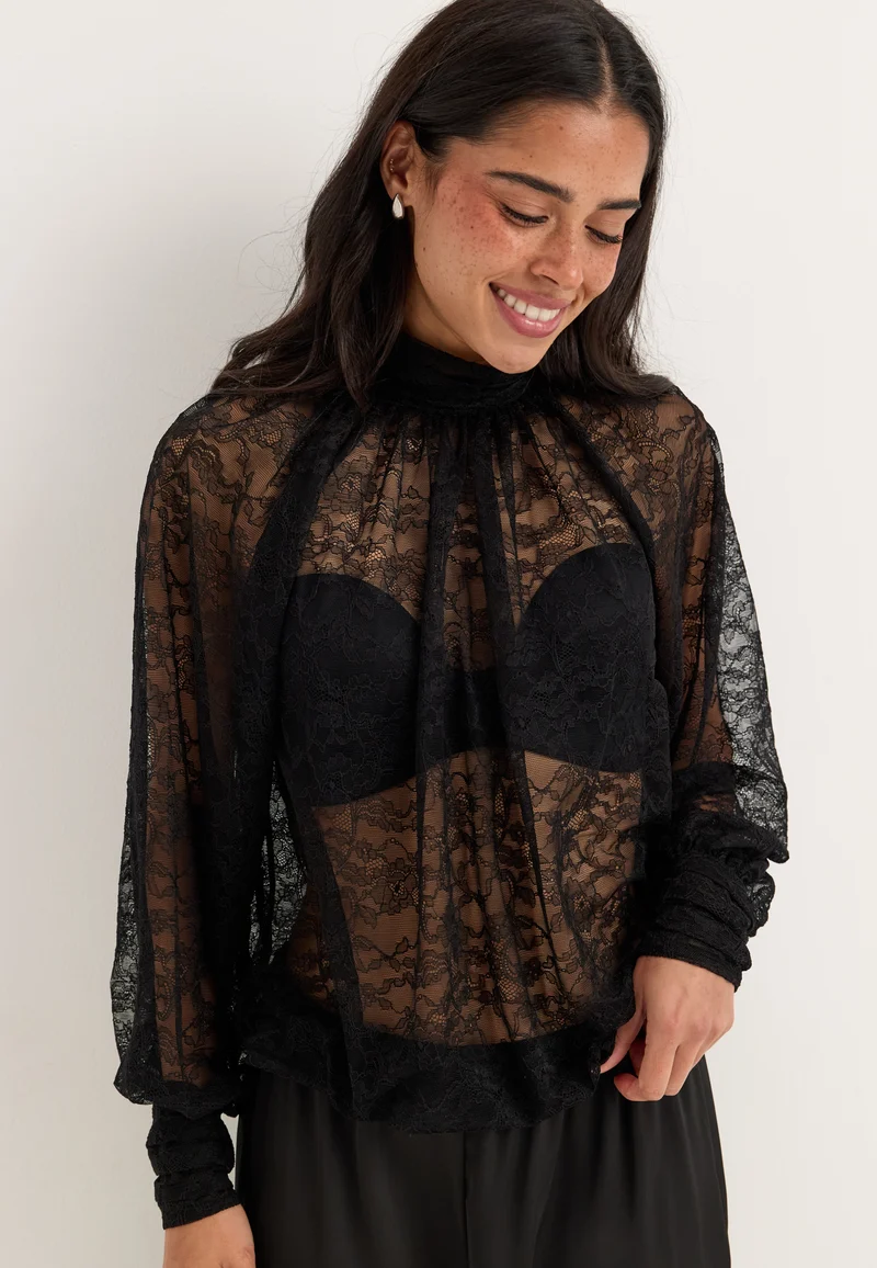 High Neck Lace Blouse