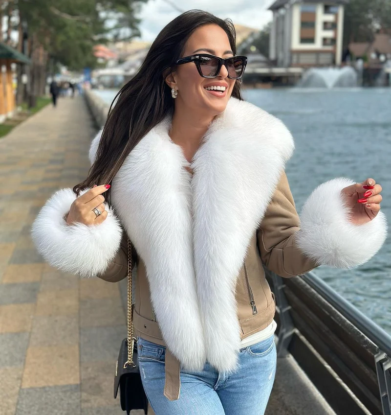 Tara Fox Fur Genuine Leather Jacket
