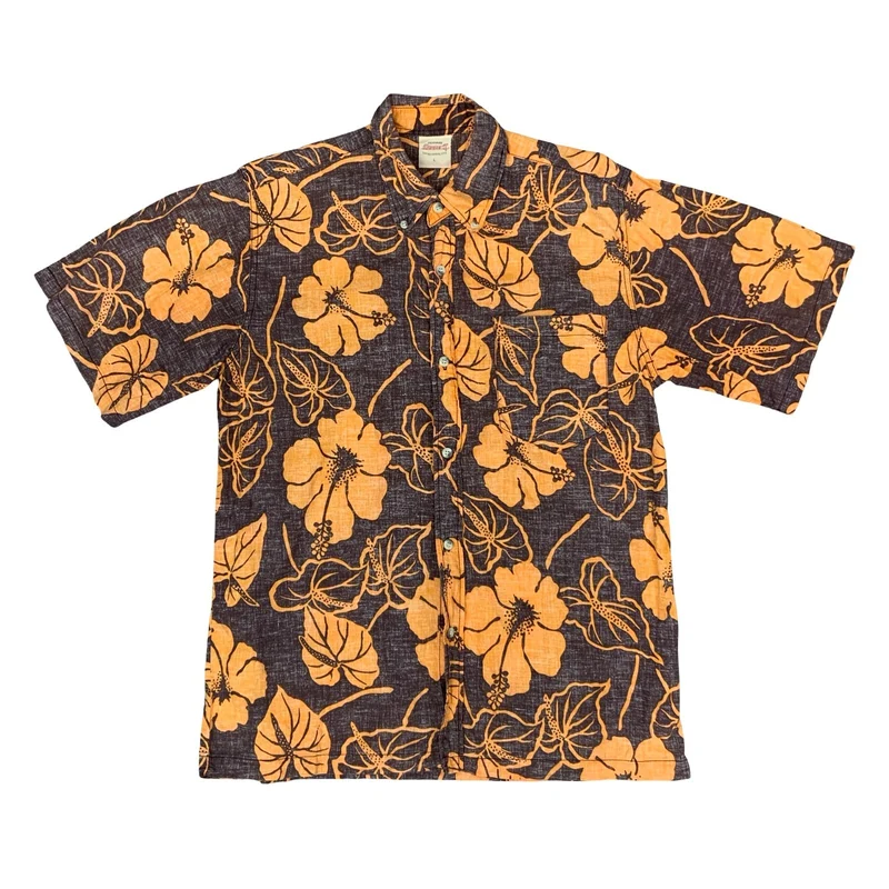 VTG BANNERS SURF AND BOARDERS STYLE REVERSE PRINT HAWAIIAN SHIRT LARGE