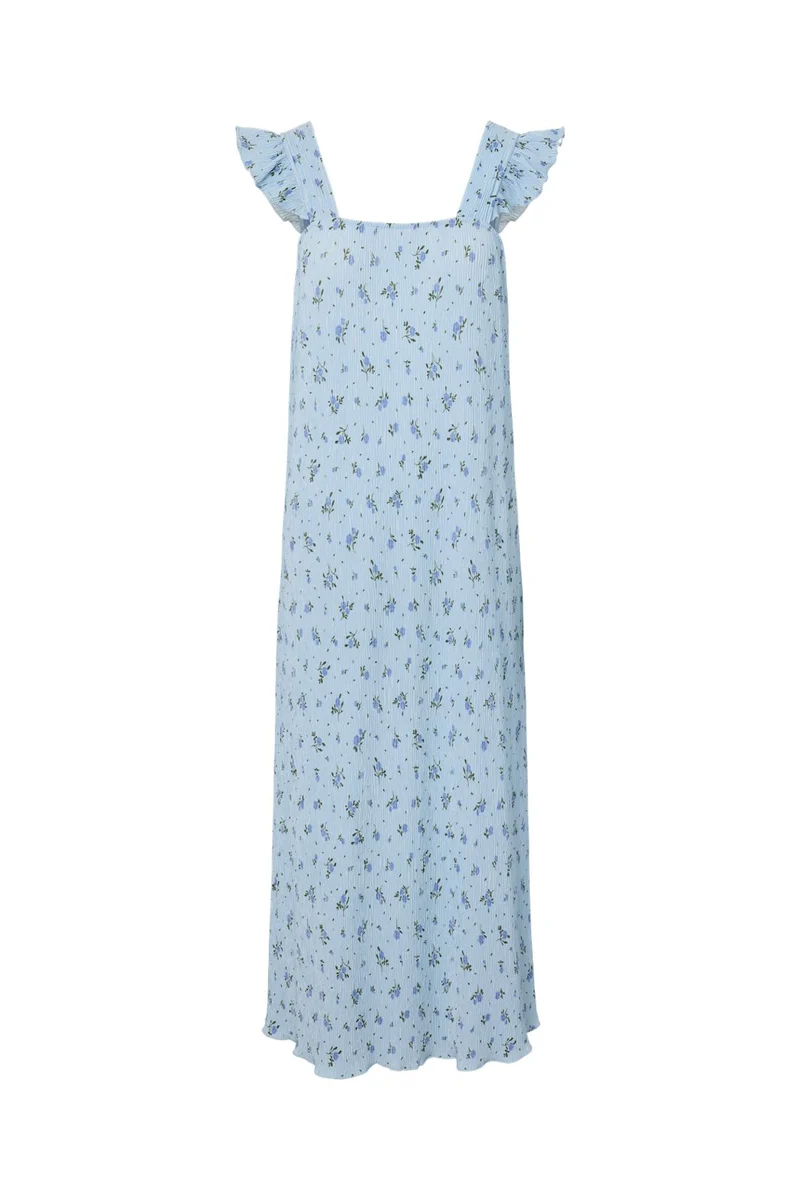Pieces - Pcflora Strap Flounce Dress Msa - 4963677 Cashmere Blue Blue Flowers