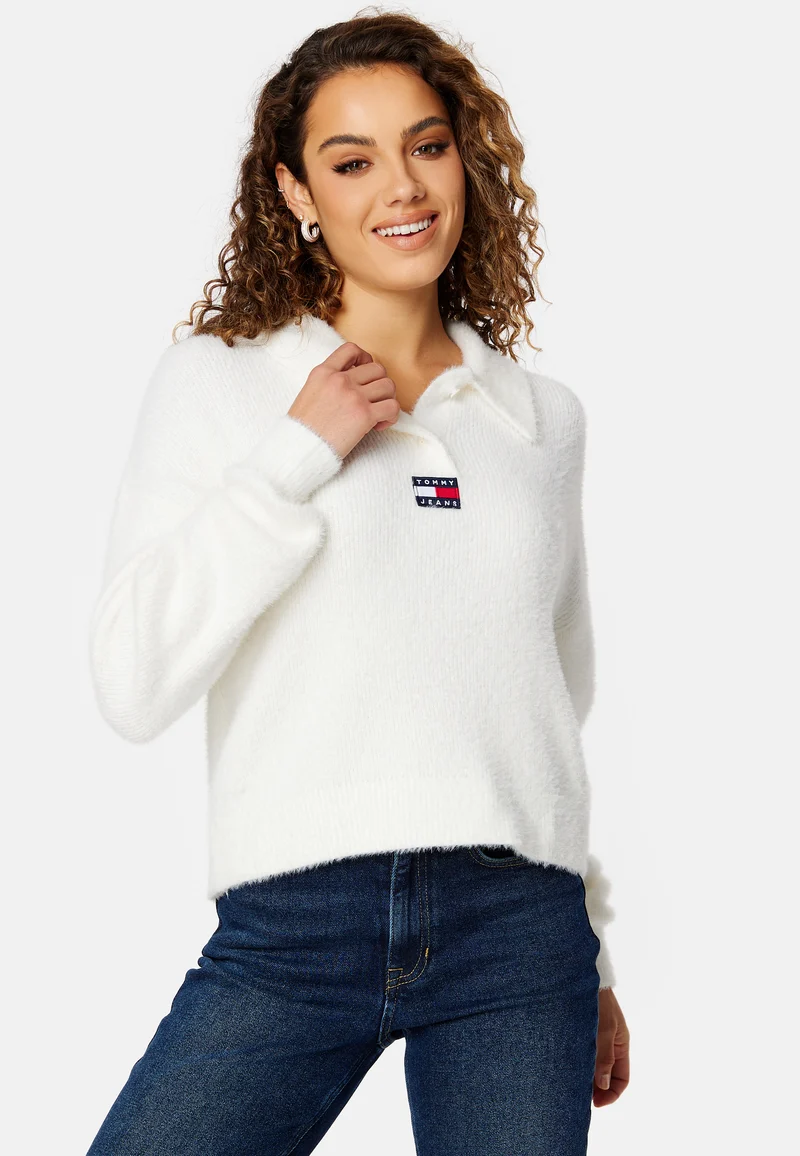 Crop Furry Polo Sweater