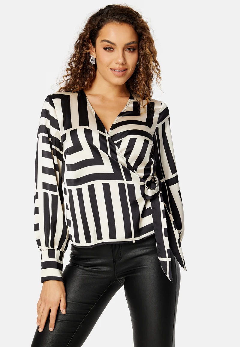 Sateen AOP L/S Wrap Top