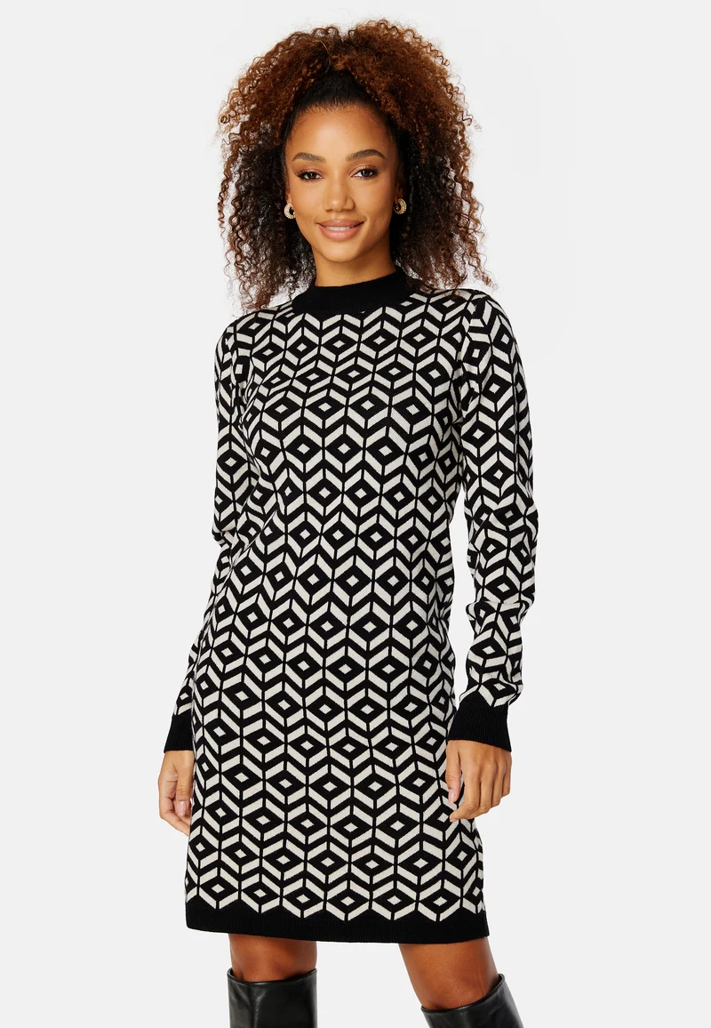 Thess L/S jaquard knit dress