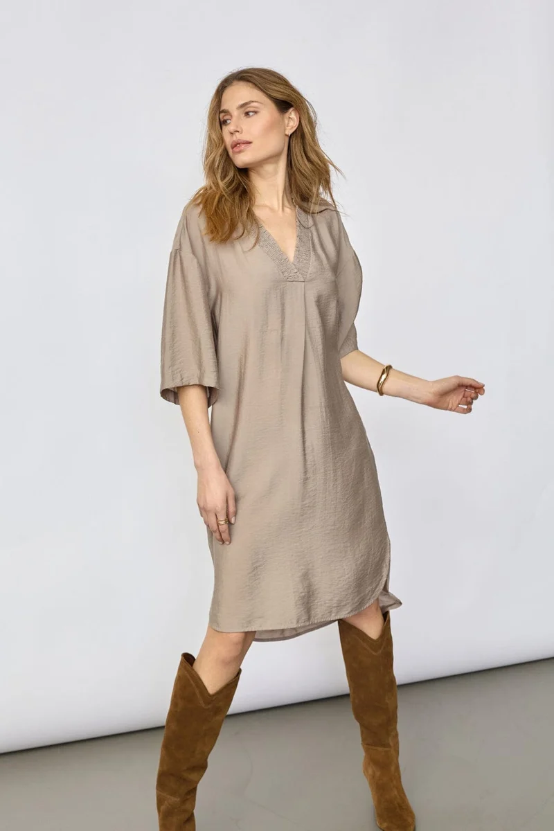 Co´Couture - Callumcc Pleat Tunic V-Dress 46084 - 2006 - Taupe