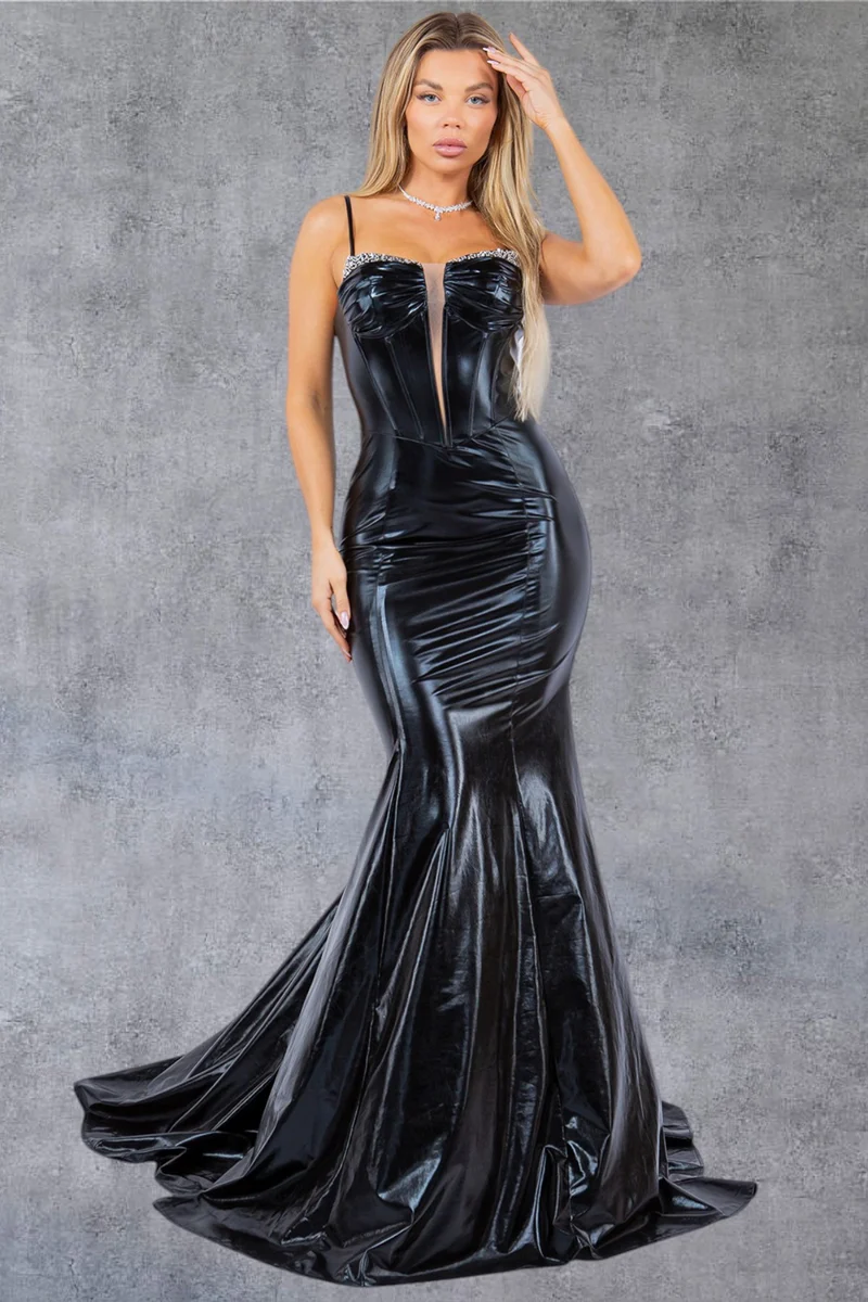 Åtsittande sjöjungfruklänning med hjärtformad halsringning från Cinderella Couture USA AS8092J