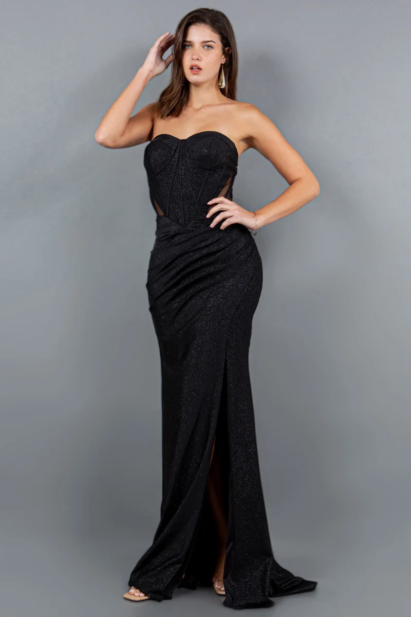 Åtsittande Glittrig Axelbandslös Hjärtformad Festklänning från Cinderella Couture USA AS8094J