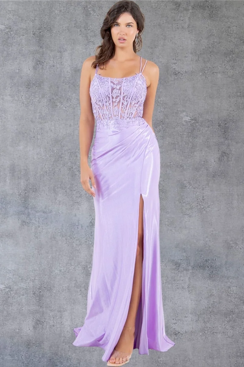 Paljett- och rund halsringning med slits i benen från Cinderella Couture USA AS8185J