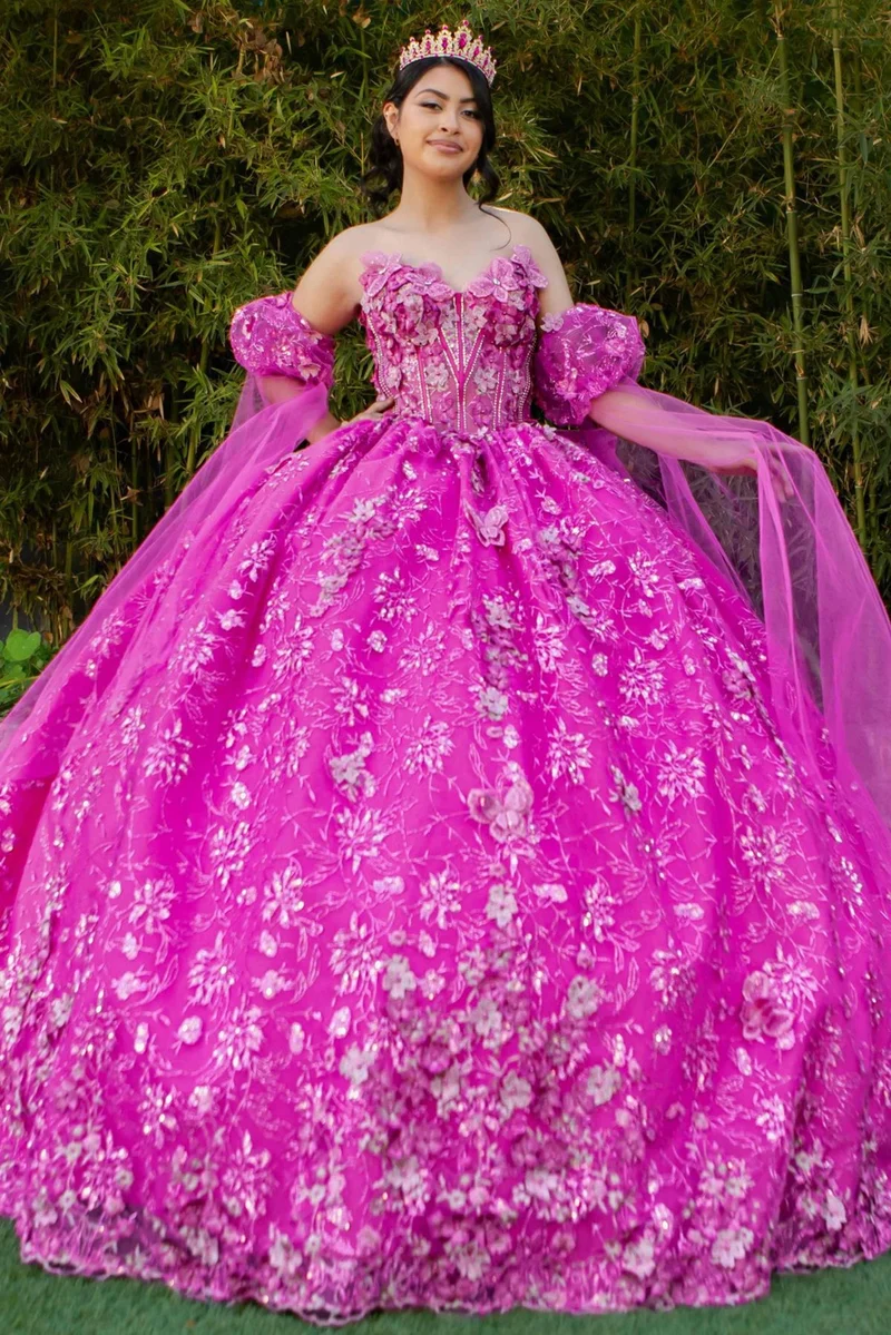 Off Shoulder Puffärmad Quinceanera Klänning från Cinderella Couture USA AS8210J