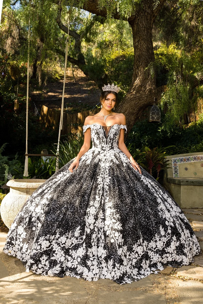 Glittrig tyllklänning med bara axlar och klänning från Cinderella Couture USA AS8070J