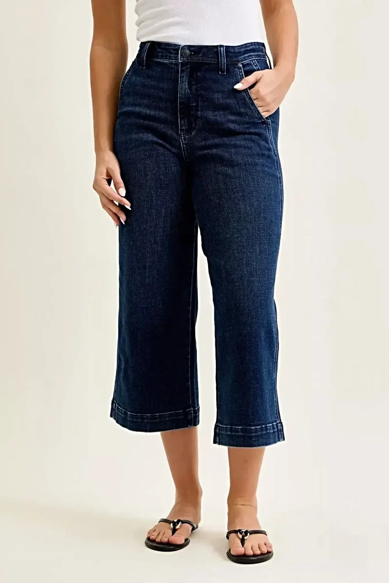 Judy Blue High Waist Wide Jeans - Smickrande hög midja med avsmalnande vrist för modern stil