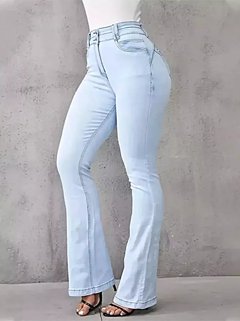 Trendsi Plus Size Högmidjade Jeans - Utsvängd Modell, Lätt Stretchig & Bekväm Passform